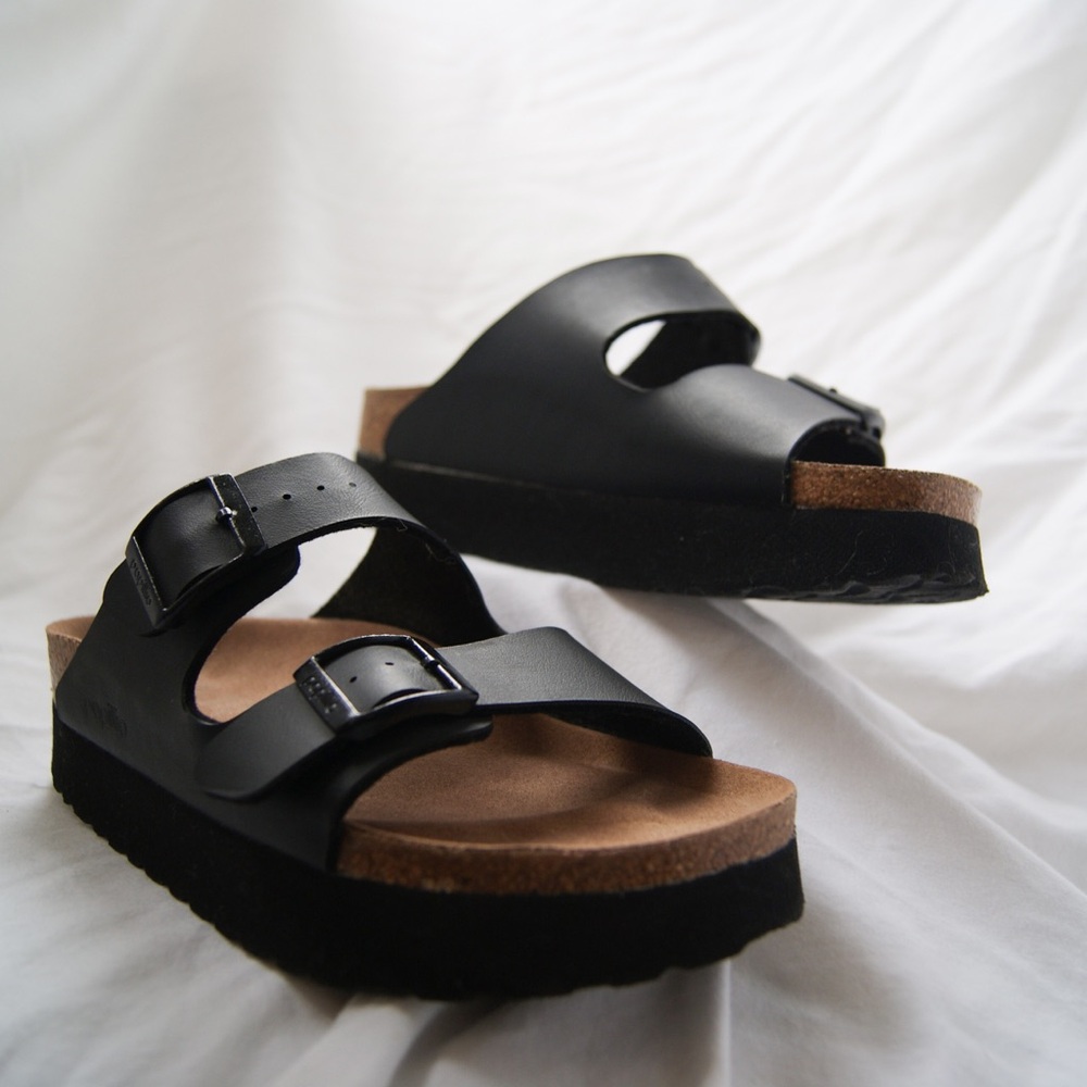 Birkenstock Papillio VEGAN leather Black Double Strap Sandals
